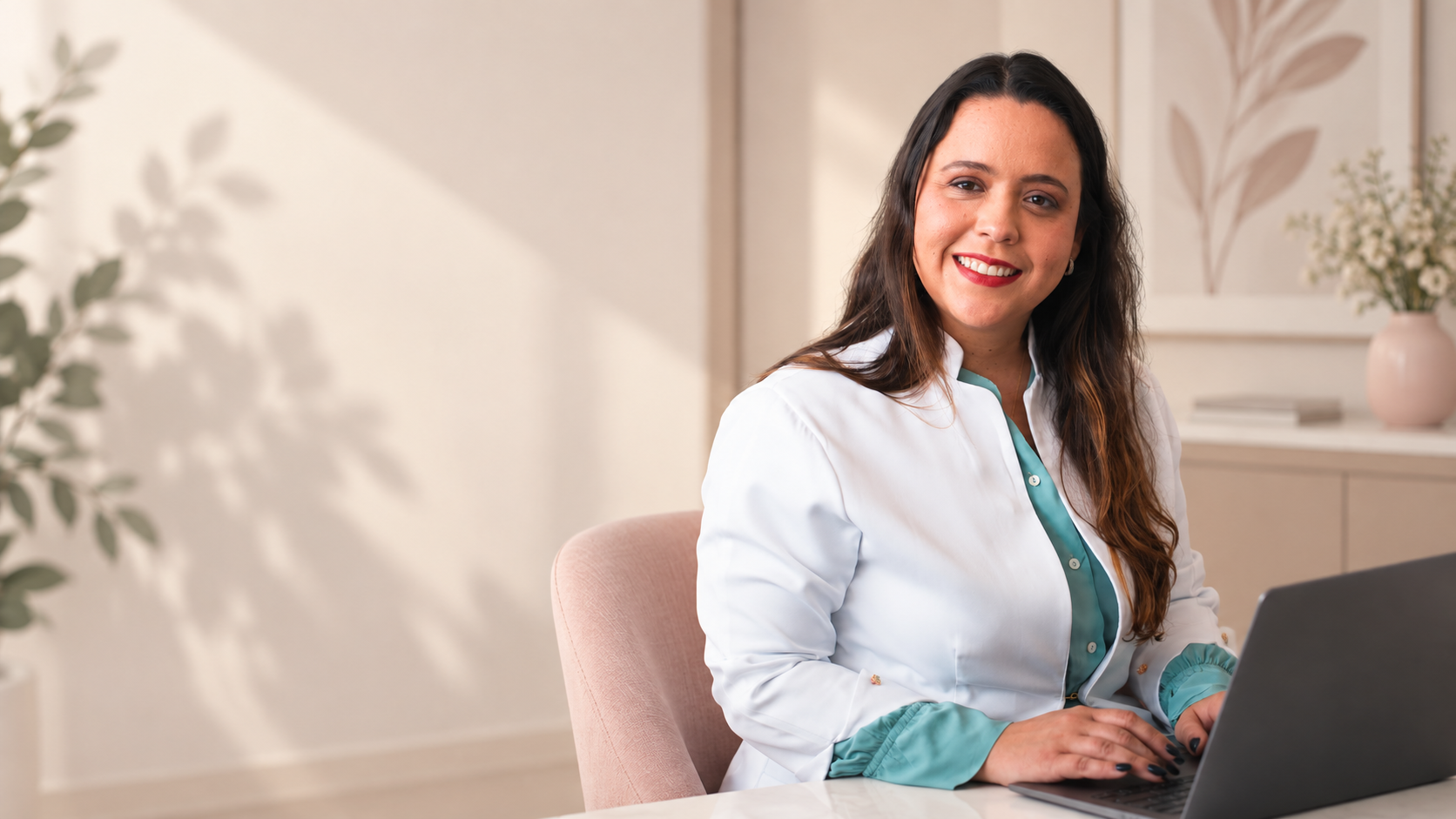 Dra. Luciana Chaves sorrindo com jaleco branco